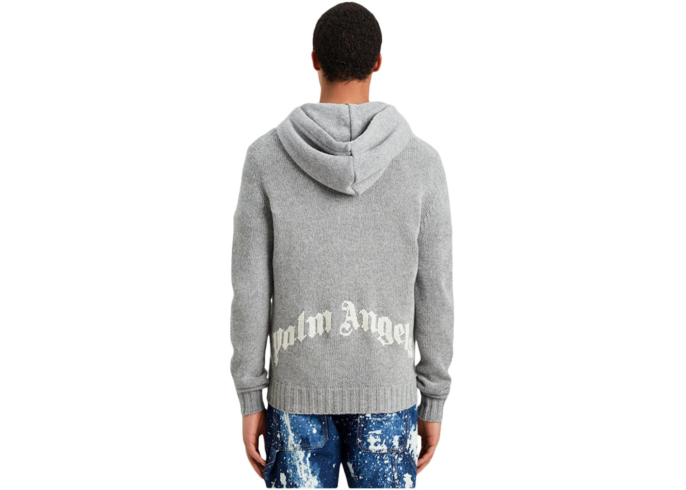 Palm Angels Curved Logo Sweater Grey/White - vue secondaire B