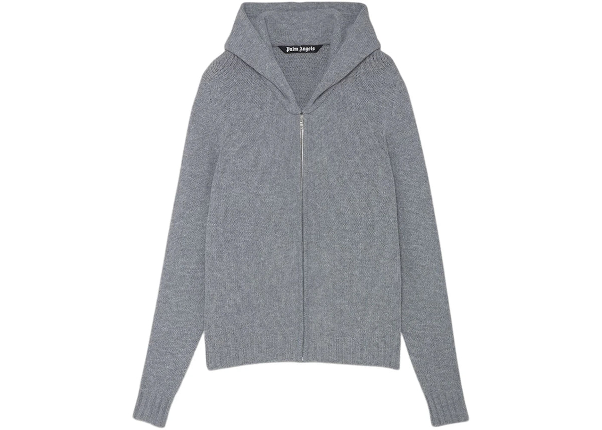 Palm Angels Curved Logo Sweater Grey/White - vue 360