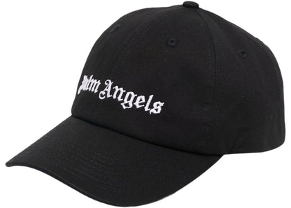 Palm Angels Embroidered Gothic Intarsia Logo Strap-Back Cap Black/White (SS22) - authentic Palm Angels product