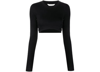 Palm Angels Fitted Ribbed L/S T-shirt Black - apparel view 2