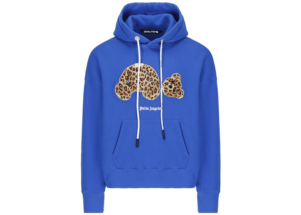 Palm Angels Leopard Kill The Bear Popover Hoodie Blue/Brown - vue 360