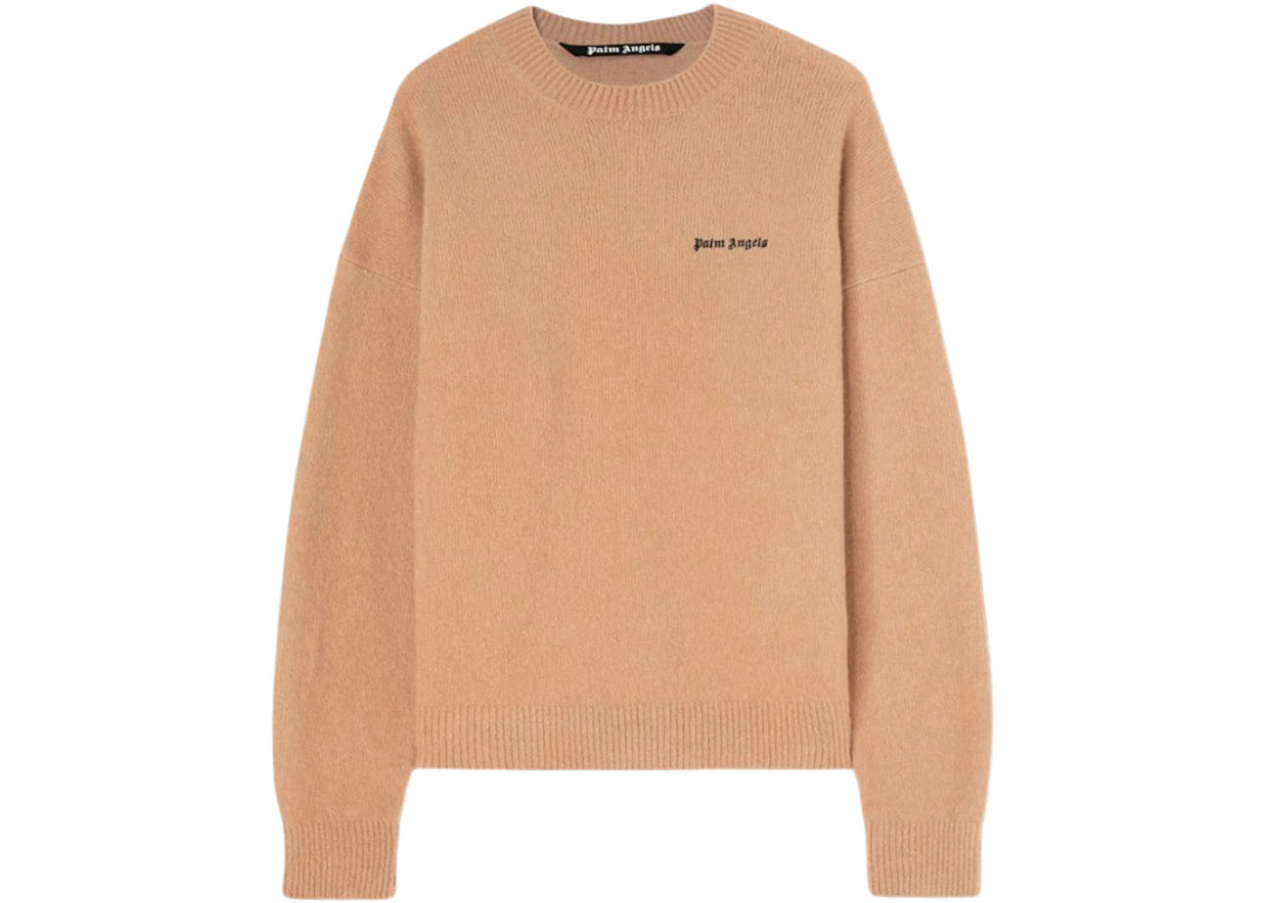 Palm Angels Logo-Embroidered Wool-Blend Jumper Camel Brown - vue secondaire A