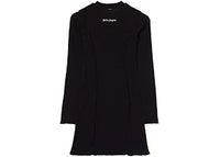 Palm Angels Logo Long Sleeve Rib Dress Black