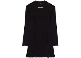 Palm Angels Logo Long Sleeve Rib Dress Black