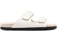 Palm Angels Logo Print Sandals Off White Leather