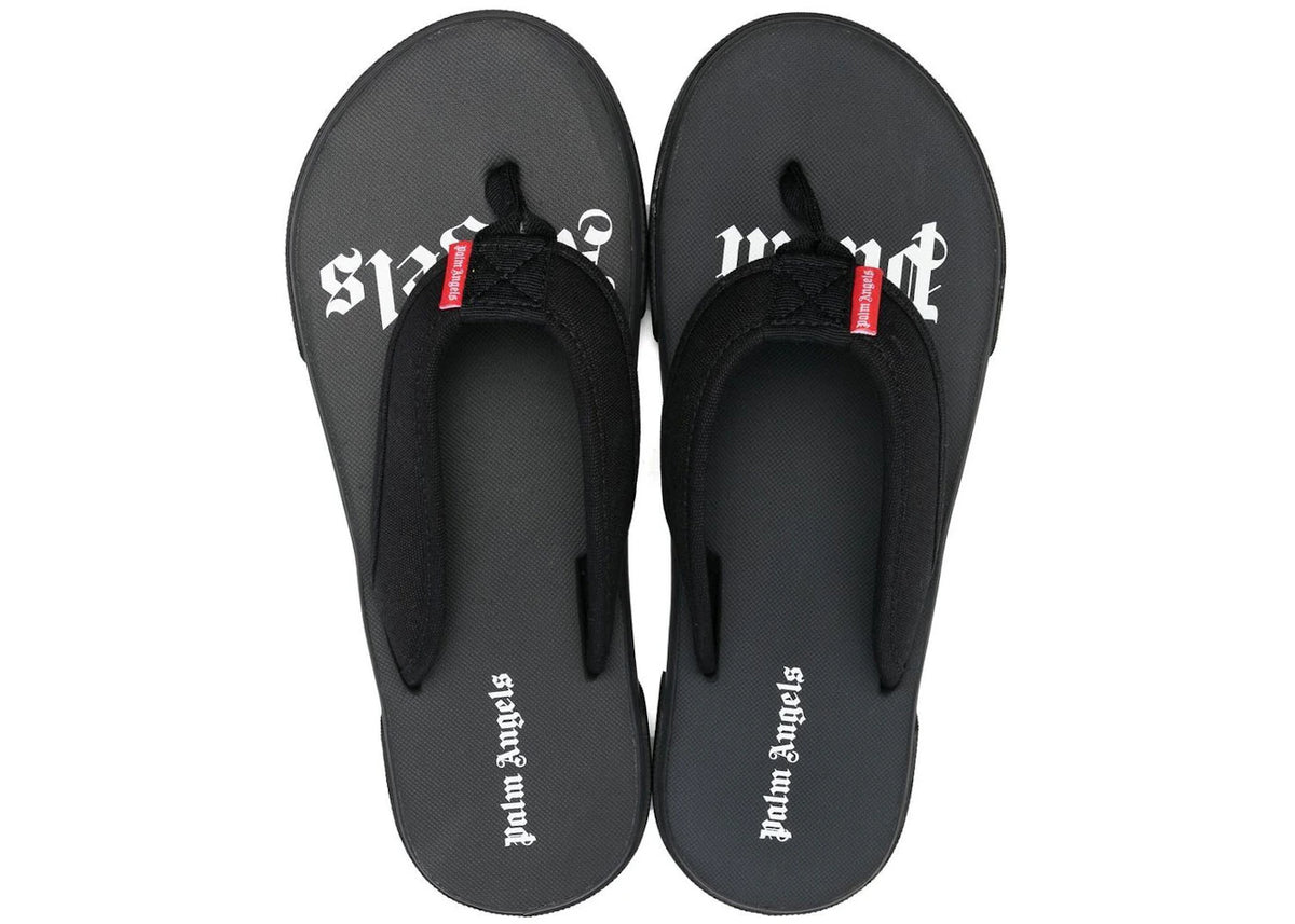 Palm Angels Logo Tag Flip Flops Black - vue secondaire B