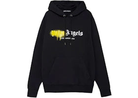 Palm Angels Los Angeles Sprayed Hoodie Black/Yellow - vue 360