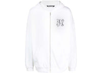 Palm Angels Monogram-Embroidered Cotton Hoodie White