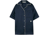 Palm Angels Monogram Satin Bowling Shirt Black