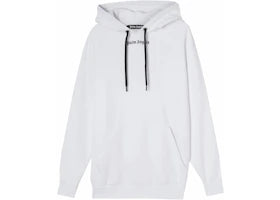 Palm Angels Over The Head Logo Hooded Sweatshirt White/Black - vue 360