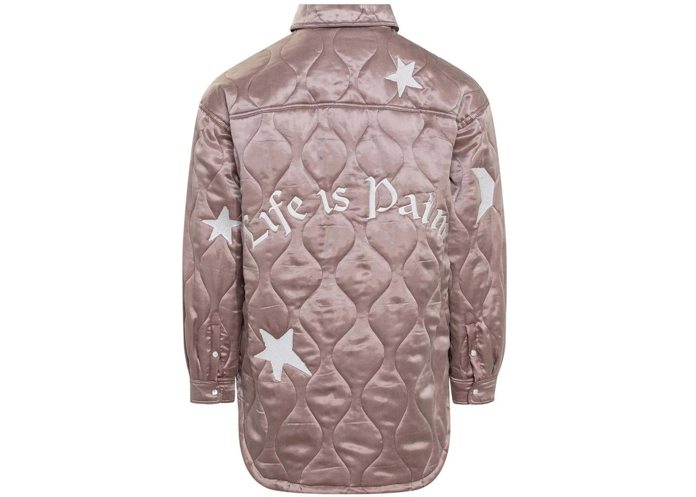Palm Angels Life Is A Palm Quilted Overshirt Beige - vue secondaire B
