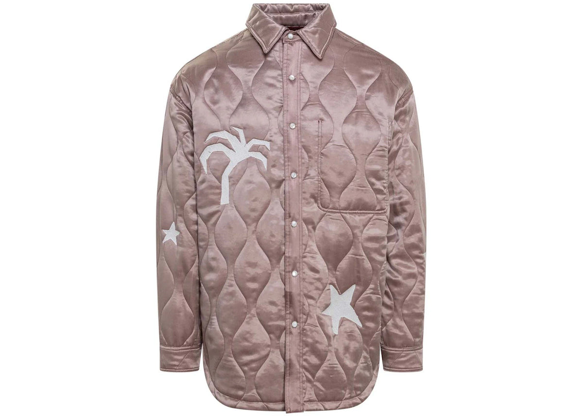 Palm Angels Life Is A Palm Quilted Overshirt Beige - vue secondaire A