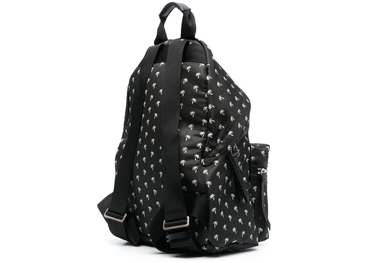 Palm Angels Palm Logo Allover Print Backpack Mini Black/White - vue secondaire B