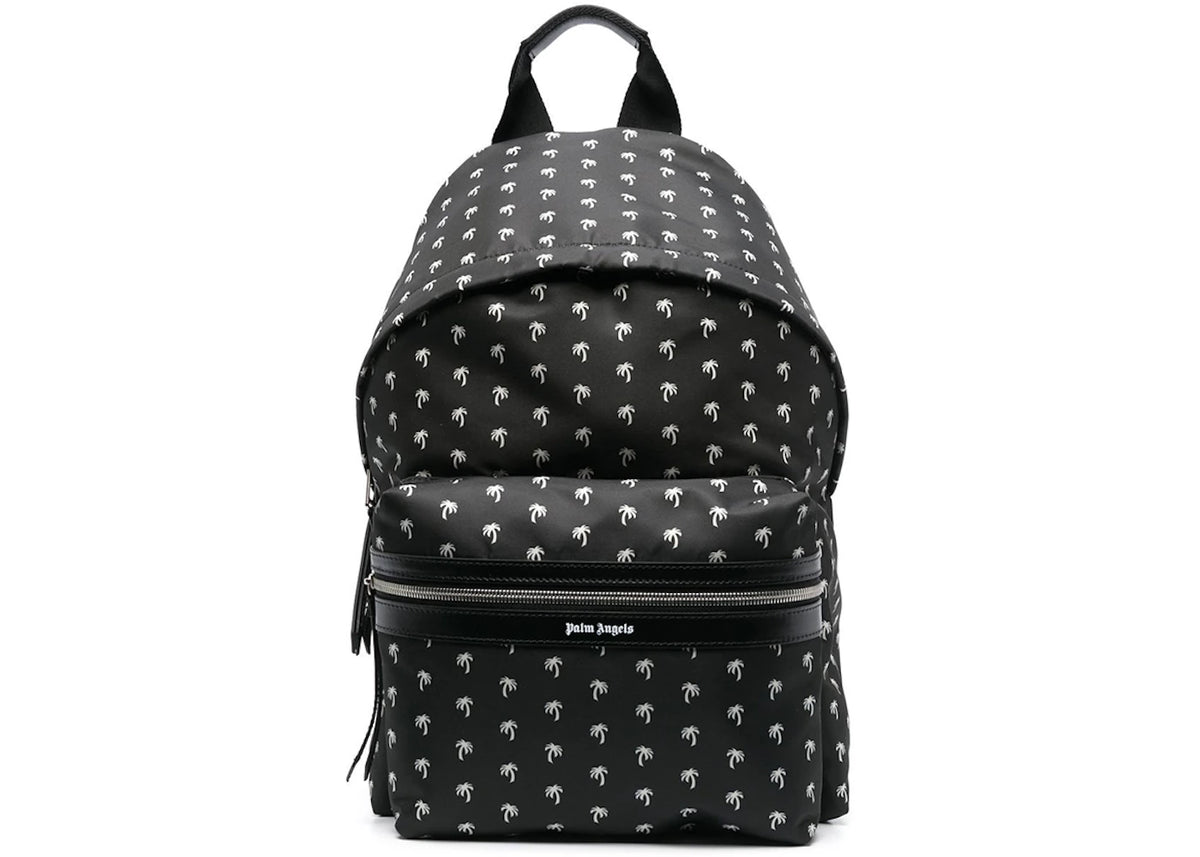 Palm Angels Palm Logo Allover Print Backpack Mini Black/White - vue secondaire A