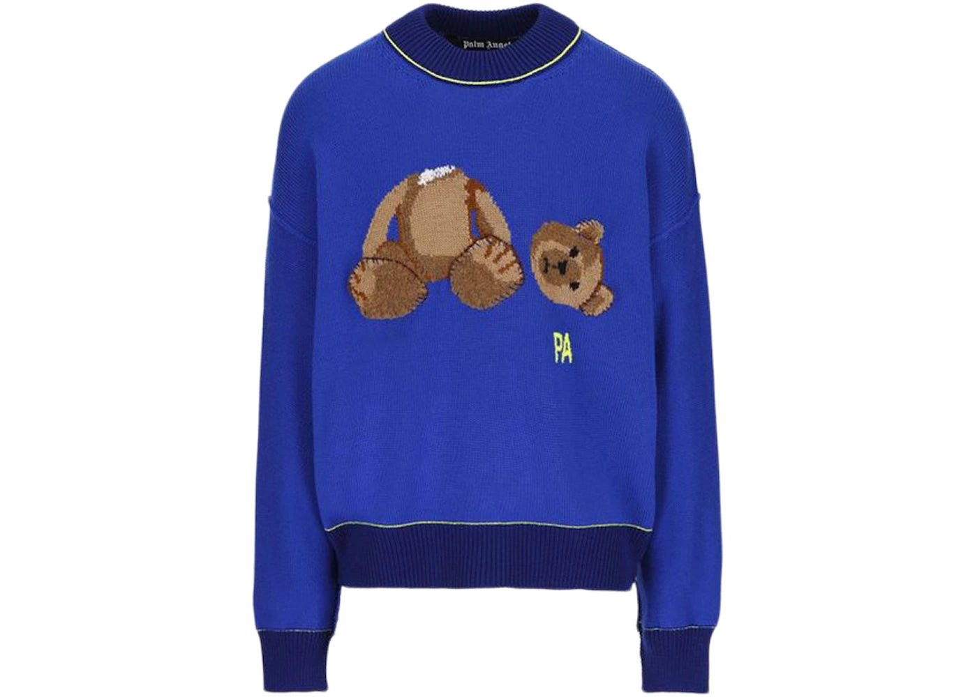 Palm Angels Teddy Bear Embroidered Wool Knit Sweater Blue/Multi - vue secondaire A