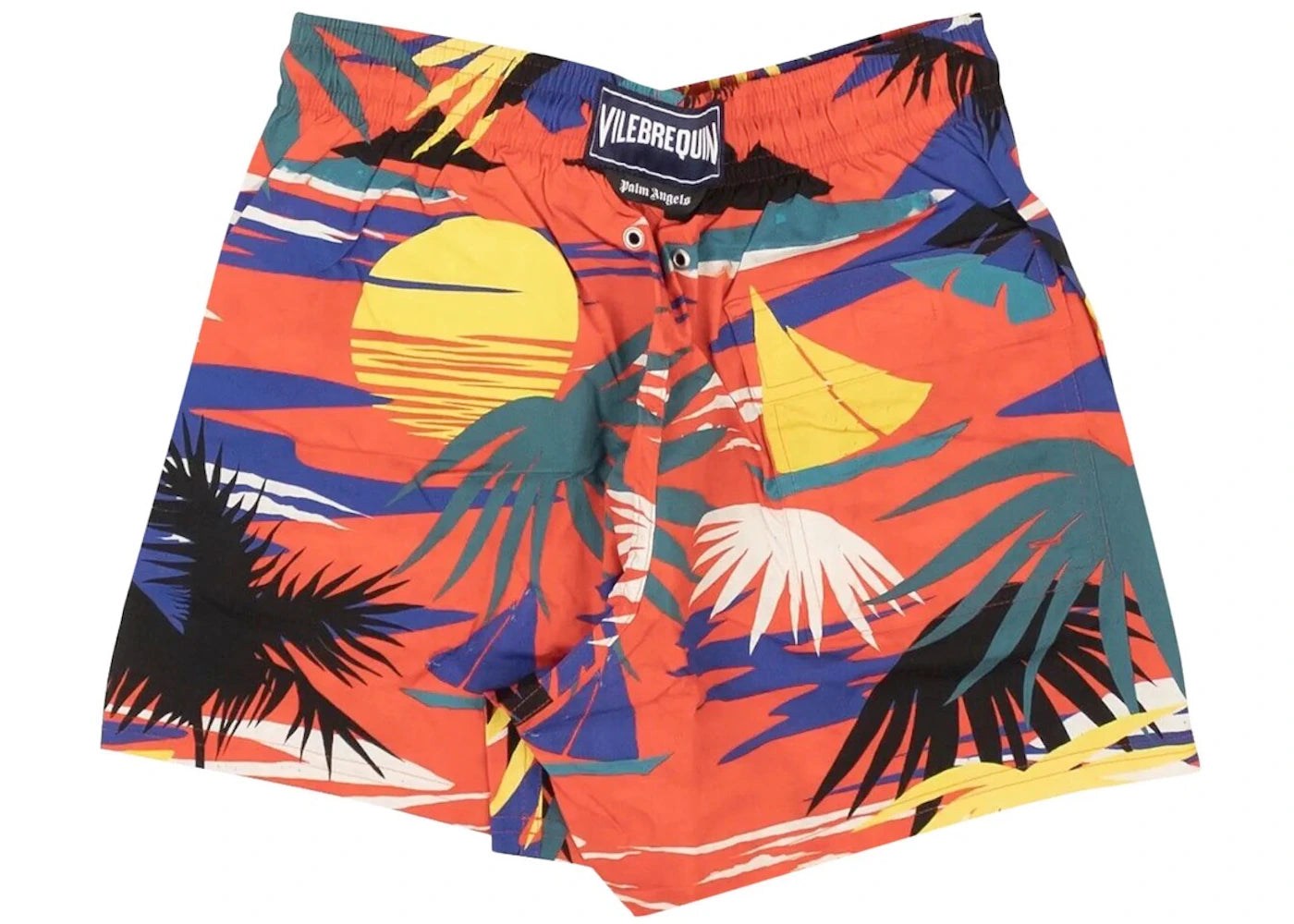 Palm Angels x Vilebrequin Hawaiian Swim Shorts Red/Yellow - vue secondaire B