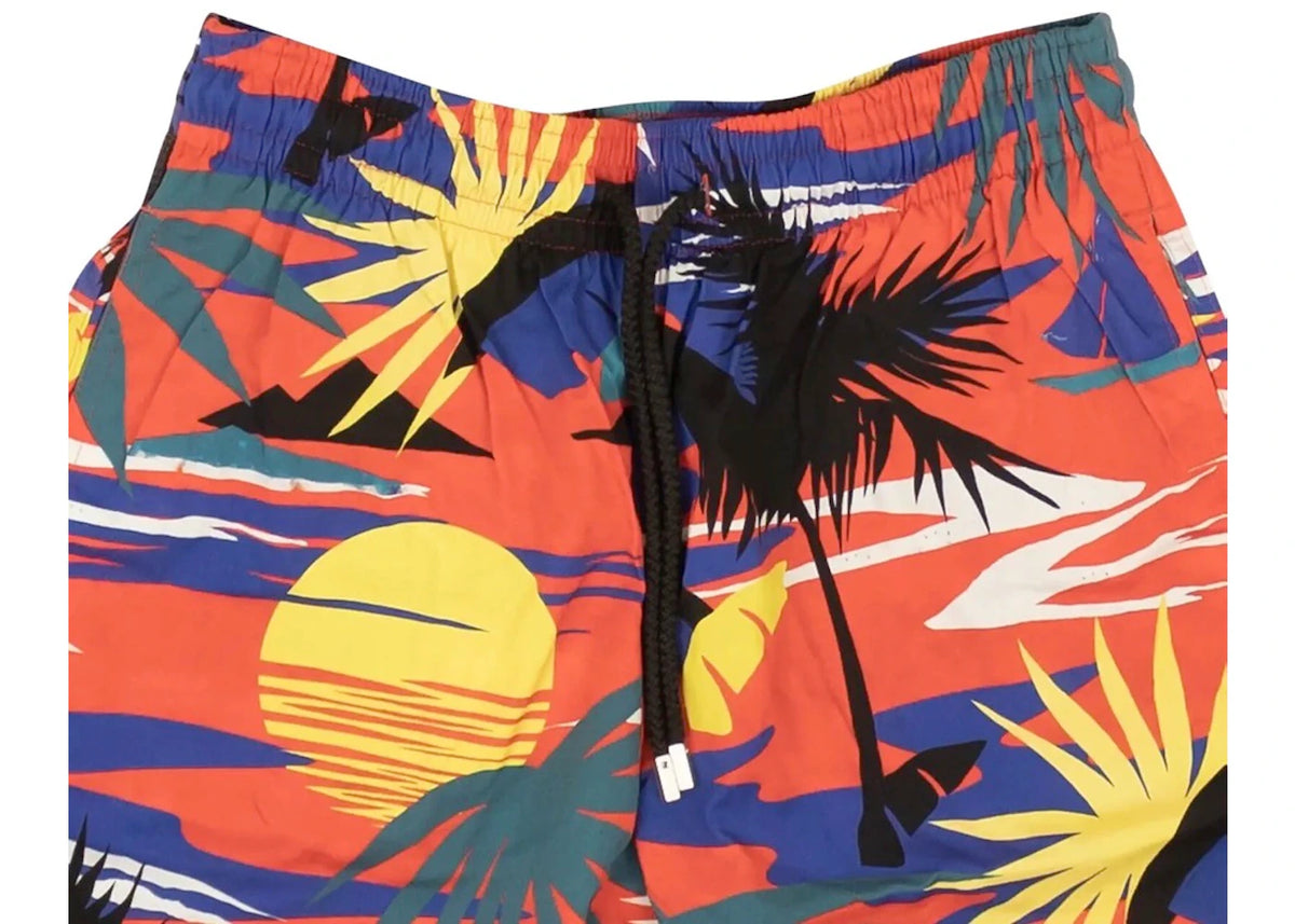 Palm Angels x Vilebrequin Hawaiian Swim Shorts Red/Yellow - vue secondaire B