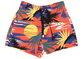 Palm Angels x Vilebrequin Hawaiian Swim Shorts Red/Yellow - vue 360