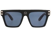 Philipp Plein Aviator-Frame Metal Sunglasses Black Black Blue (SPP108V-56-0703)