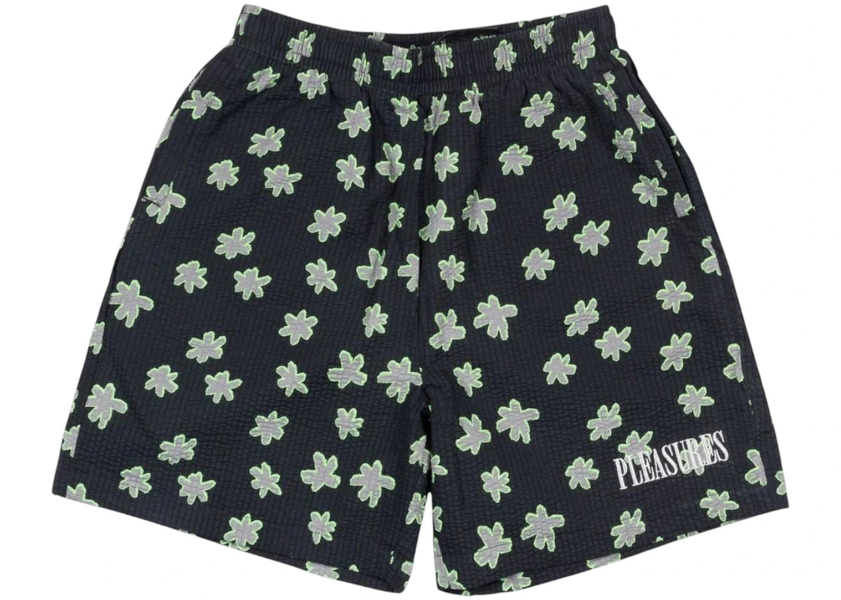 Pleasures Floral Seersucker Shorts Black - vue 360