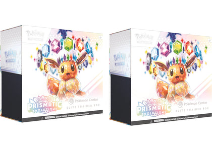 Pokémon Scarlet & Violet Prismatic Evolutions Pokemon Center Elite Trainer Box 2x Lot - authentic Pokemon sneakers