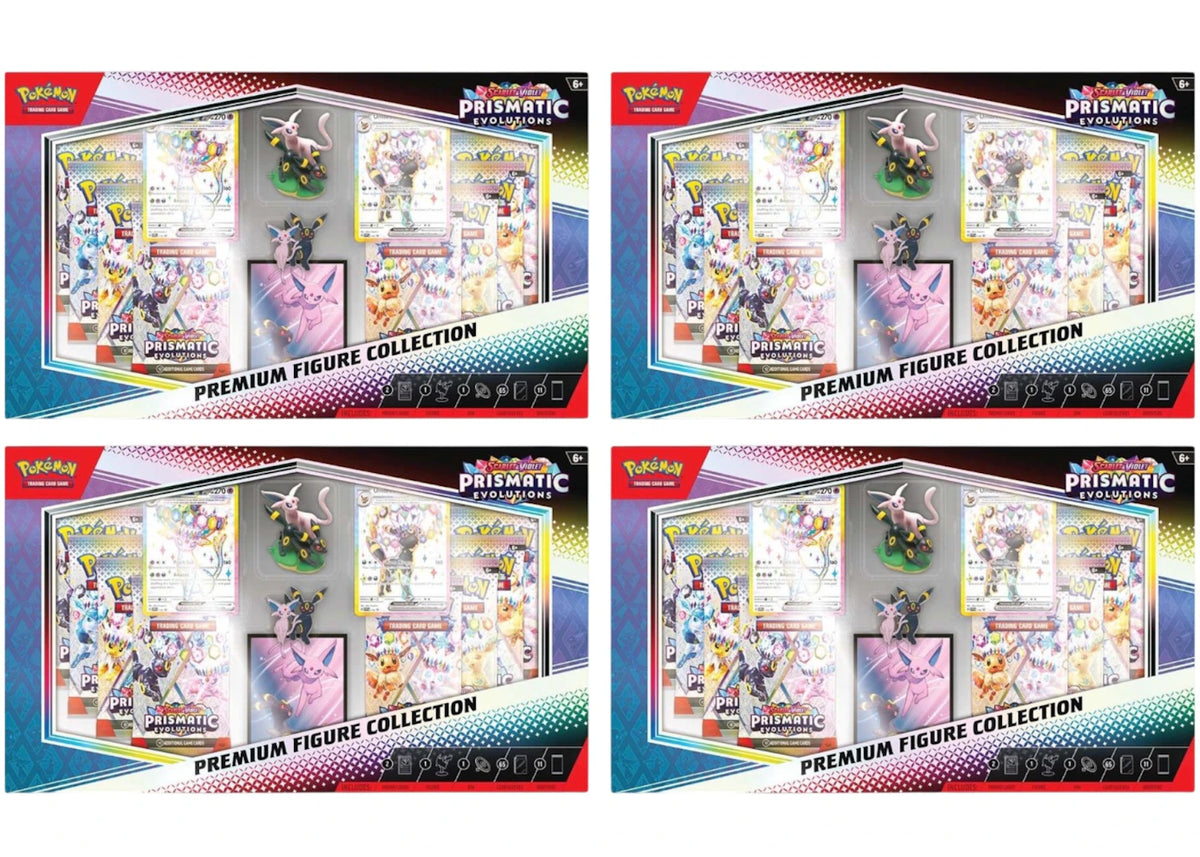 Pokémon Scarlet & Violet Prismatic Evolution Premium Figure Collection Box 4x Lot - vue 360