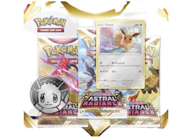 Pokémon Sword & Shield Astral Radiance Coin & Eevee Promo Card 3 Booster Packs - authentic Pokemon product