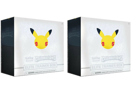 Pokémon TCG 25th Anniversary Celebrations Elite Trainer Box 2x Lot - authentic Pokemon sneakers