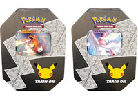 Pokémon TCG 25th Anniversary Celebrations Tin Lances Charizard V/Dark Sylveon V 2x Bundle