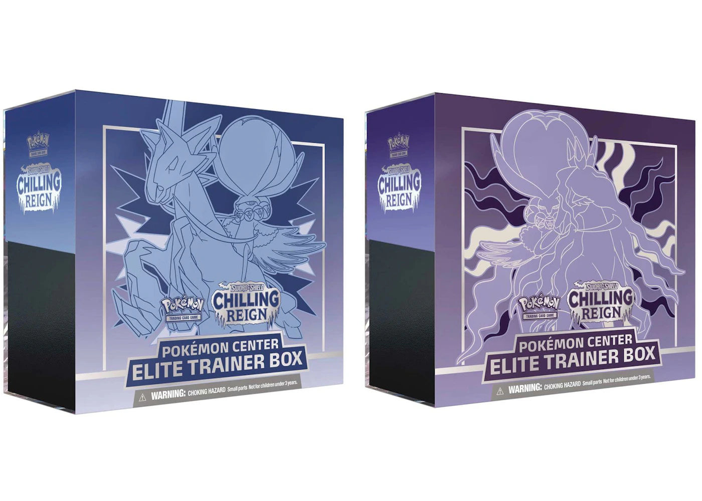 Pokémon TCG Sword & Shield Chilling Reign (Pokémon Center Exclusive) Elite Trainer Box Ice Rider Calyrex/Shadow Rider Calyrex 2x Bundle - vue 360