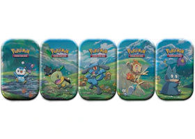 Pokémon TCG Sword & Shield Sinnoh Stars (Piplup/Turtwig/Riolu/Chimchar/Munchlax) Mini Tin Set 5x Lot - vue 360