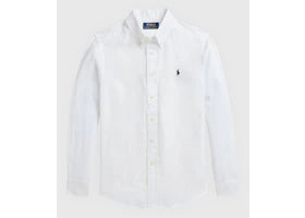 Polo Ralph Lauren Boys Long-Sleeve Linen Sport Shirt White - vue 360