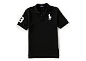 Polo Ralph Lauren Boys Short-Sleeve Big Pony Mesh Polo Black White - vue 360