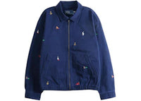 Polo Ralph Lauren Long-Sleeve Big Fit Piece-Dyed Twill Nautical Embroidered Windbreaker Navy