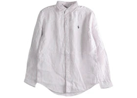 Polo Ralph Lauren Long Sleeve Collared Sport Shirt Hint Of Pink White