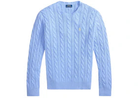 Polo Ralph Lauren Long Sleeve Cotton Cable Knit Crewneck Sweater Austin Blue - authentic Polo Ralph Lauren apparel