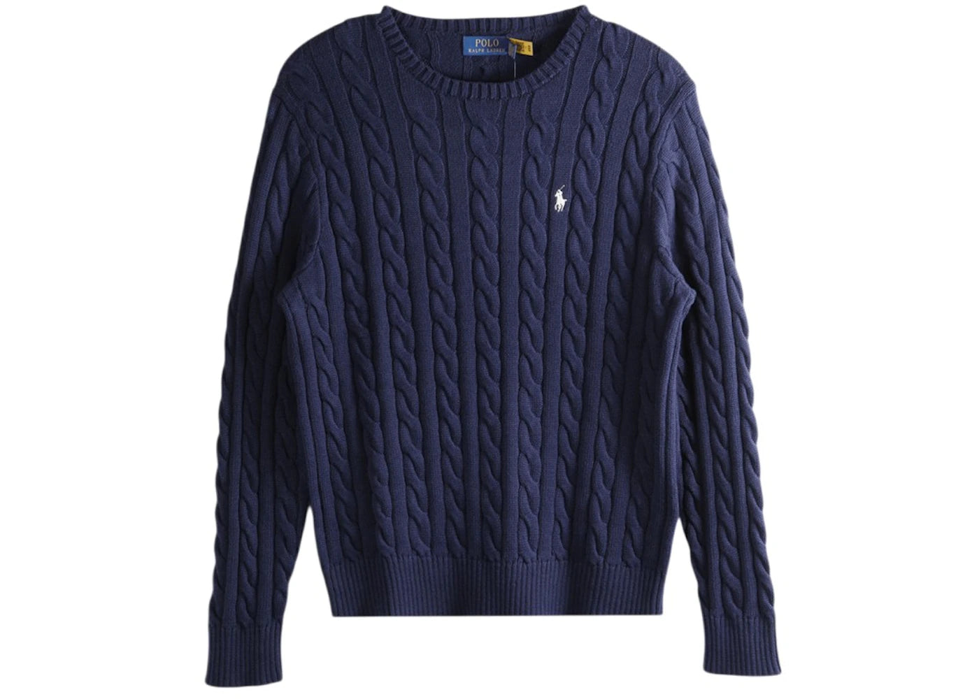 Polo Ralph Lauren Long Sleeve Cotton Cable Knit Crewneck Sweater Bright Navy - vue secondaire A
