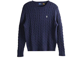 Polo Ralph Lauren Long Sleeve Cotton Cable Knit Crewneck Sweater Bright Navy