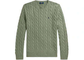 Polo Ralph Lauren Long Sleeve Cotton Cable Knit Crewneck Sweater Fern Green Heather