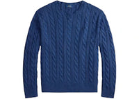 Polo Ralph Lauren Long Sleeve Cotton Cable Knit Crewneck Sweater Rustic Navy Heather/Navy