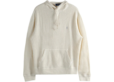 Polo Ralph Lauren Long-Sleeve Cotton Wool Textured Hooded Pullover Sweater Andover Cream