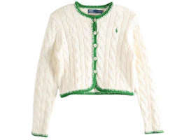 Polo Ralph Lauren Long Sleeve Crew Neck Cardigan Cricket Cream
