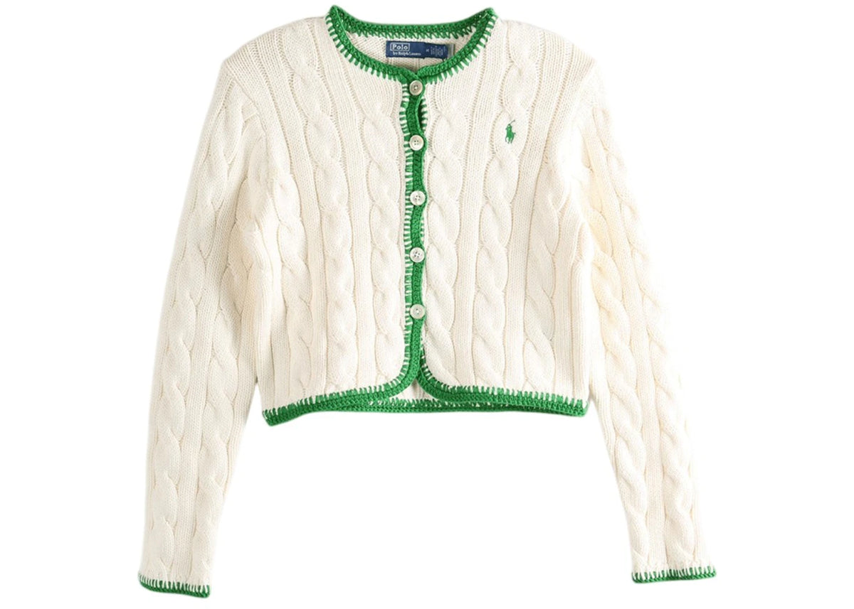 Polo Ralph Lauren Long Sleeve Crew Neck Cardigan Cricket Cream - vue secondaire A