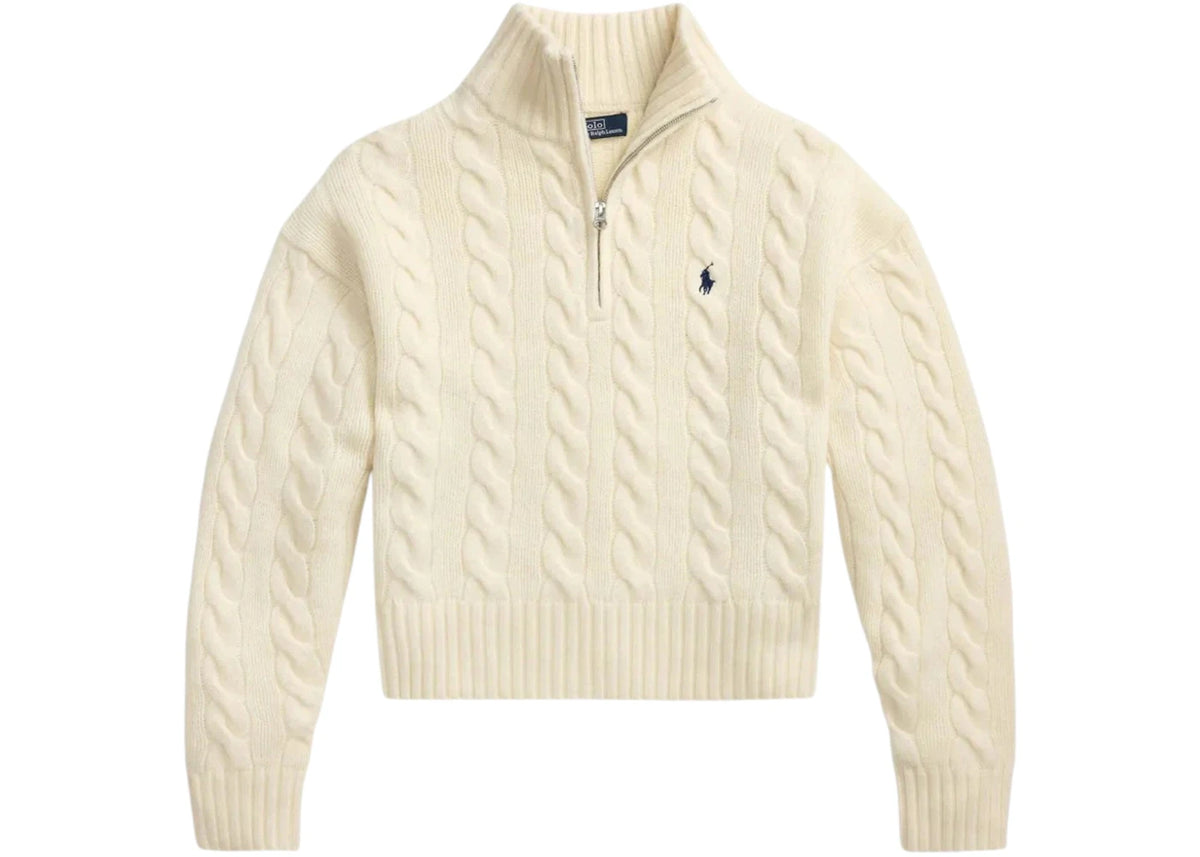 Polo Ralph Lauren Long Sleeve Mock Neck Sweater Pullover Authentic Cream - vue 360