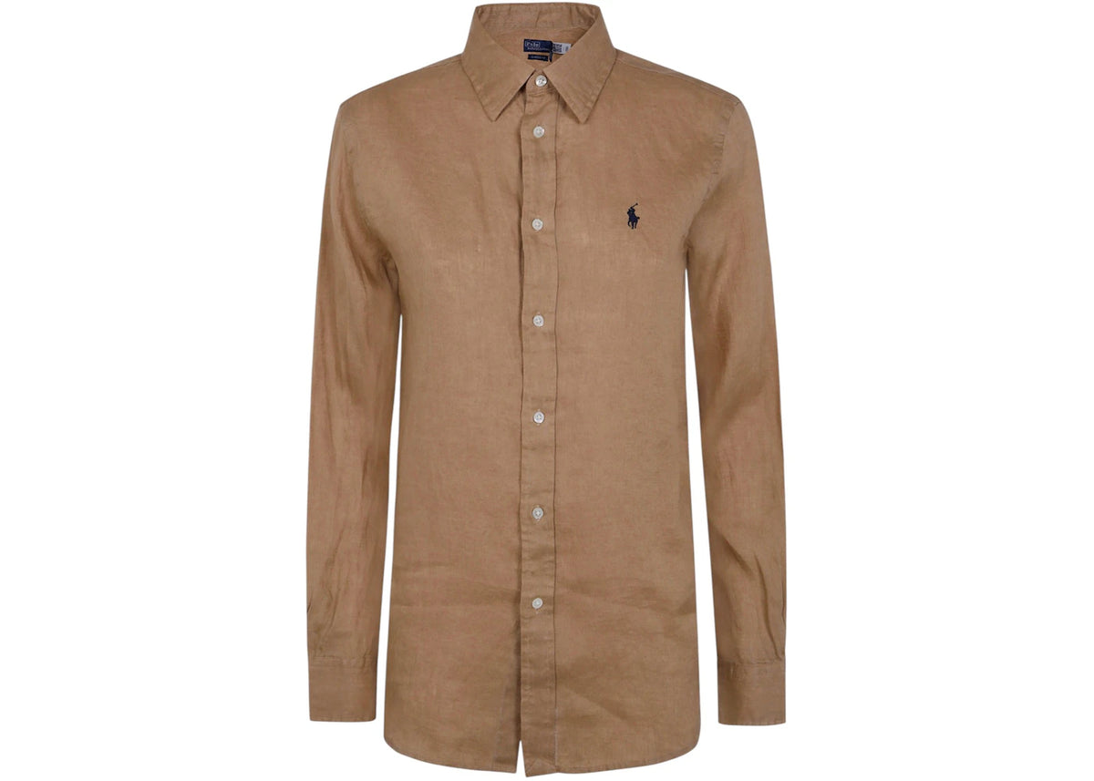 Polo Ralph Lauren Women's Classic Long Sleeve Button Front Shirt Beige - vue 360