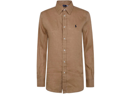 Polo Ralph Lauren Women's Classic Long Sleeve Button Front Shirt Beige - apparel view 2