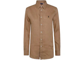Polo Ralph Lauren Women's Classic Long Sleeve Button Front Shirt Beige