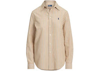 Polo Ralph Lauren Women's Cotton/Linen Shirt Classic/Camel/White