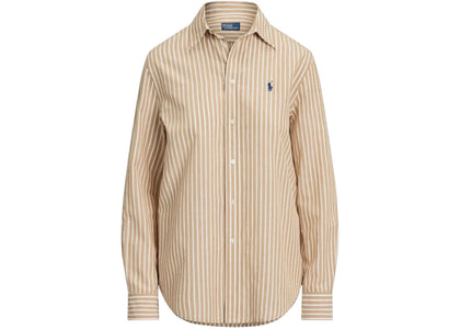 Polo Ralph Lauren Women's Cotton/Linen Shirt Classic/Camel/White - apparel view 2