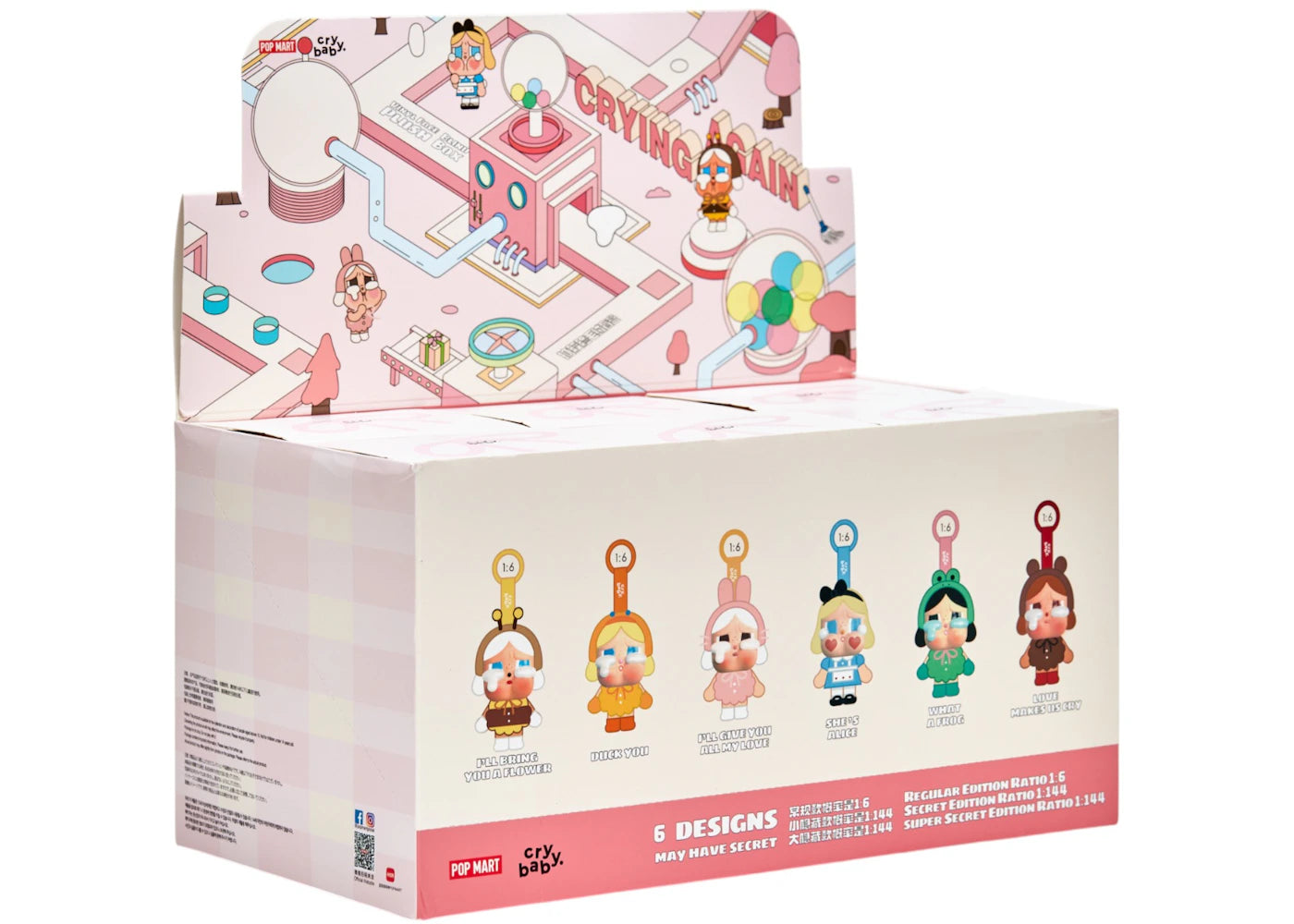Pop Mart CryBaby Crying Again Serie Vinyl-Gesichts-Plüschtier, versiegelter Karton (6 Blindboxen)